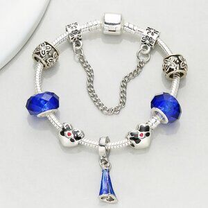 Blue Miki beaded alloy large hole bead jewelry bracelet